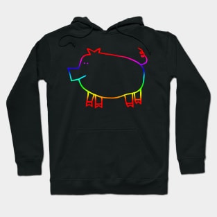 Pig Rainbow Line Drawing Hoodie